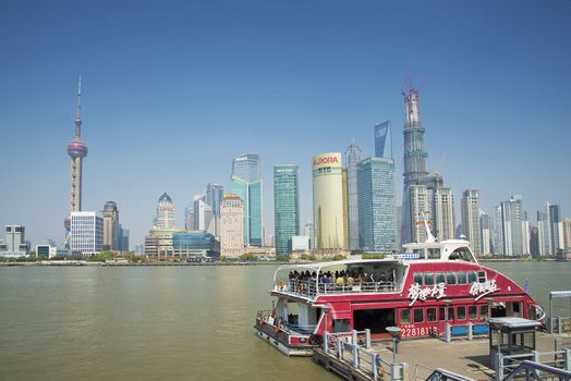 view of pudong skyline in shanghai china