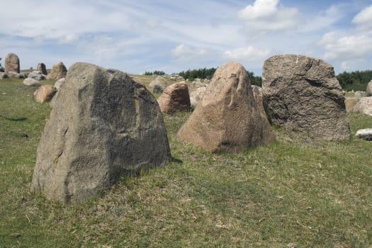 Landscape with big rocks in the foreground