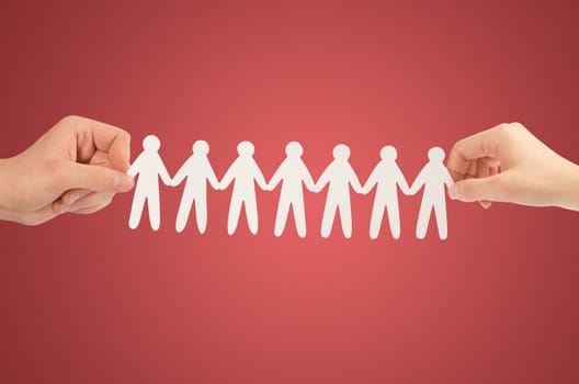 paper people in hands(man and woman)