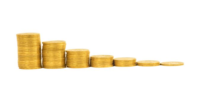 graph of the columns of coins isolated on white background