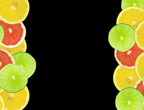 Abstract background of citrus slices. Closeup. Studio photography.