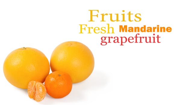 Fresh citrus fruit on a white background