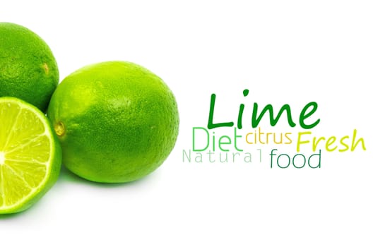 Fresh ripe lime. Isolated on white background