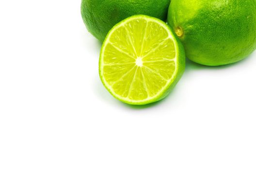 Fresh ripe lime. Isolated on white background