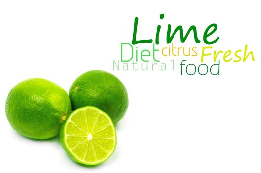 Fresh ripe lime. Isolated on white background