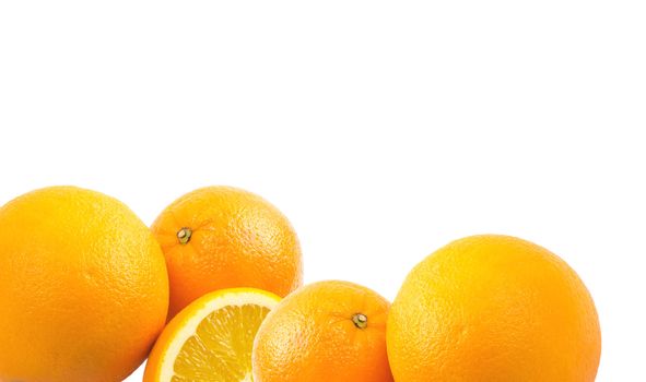 Two and half oranges isolated on white background