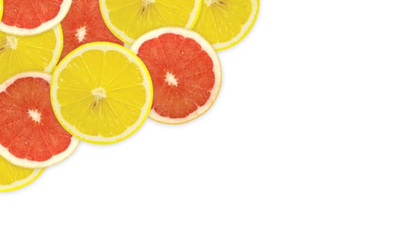 Abstract background of citrus slices. Closeup. Studio photography.