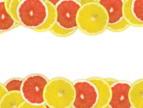 Abstract background of citrus slices. Closeup. Studio photography.