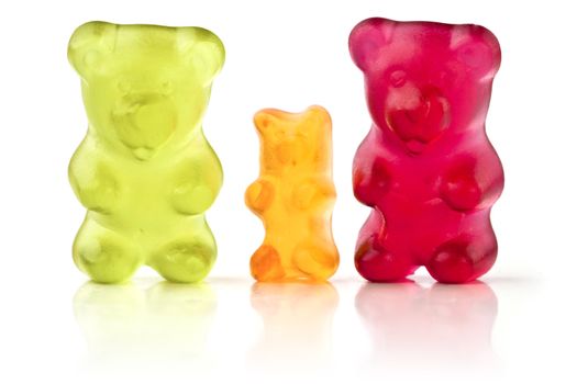 Family of Jelly Bears on white background.