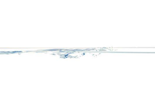 Water surface with small air bubbles isolated on a white background.