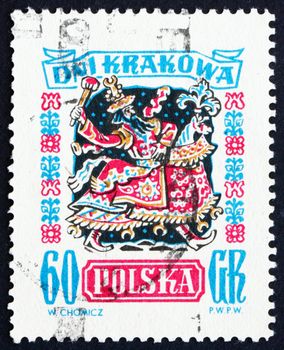 POLAND - CIRCA 1955: a stamp printed in the Poland shows Laikonik, Carnival Costume, Cracow Celebration Days, circa 1955