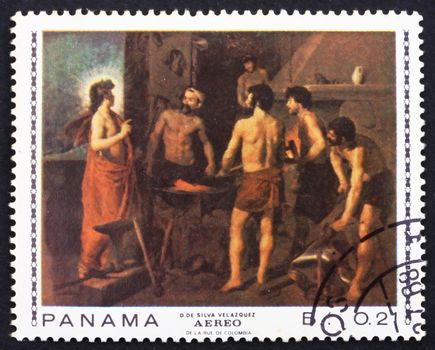 PANAMA - CIRCA 1967: a stamp printed in the Panama shows The Blacksmith�s Shop, Painting by Diego Velazquez, circa 1967