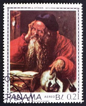 PANAMA - CIRCA 1967: a stamp printed in the Panama shows St. Hieronymus, Painting by Albrecht Durer, circa 1967