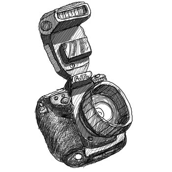 Digital SLR camera sketchs on white background