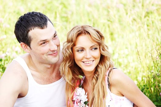 two lovers on grass field