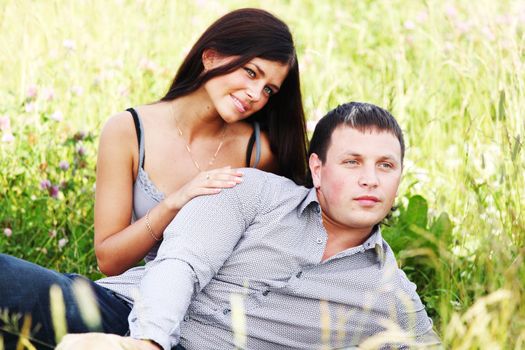 two lovers on grass field