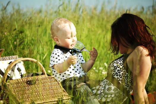 family picnic mother and child