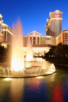 Las Vegas, USA - May 22, 2012: Caesars Palace is a large hotel and casino that opened in the 1960's in Las Vegas.  The buildings and decorations have a Roman Empire theme.