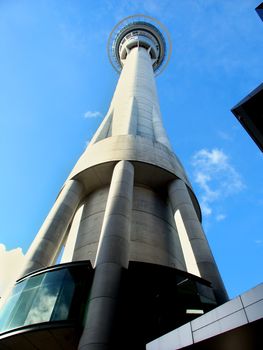 Auckland, New Zealand - June 28, 2005: The Sky Tower is an iconic building in the city of Auckland, New Zealand. It was opened in 1997 and contains restaurants at the top as well as a viewing platform.