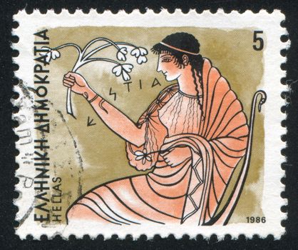 GREECE - CIRCA 1986: stamp printed by Greece, shows Gods, Hestia, circa 1986