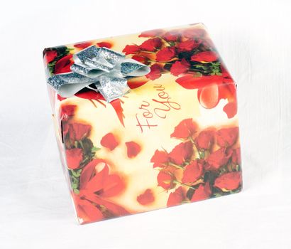 gift box with flowers on a white background