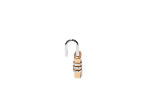 Isolated metal coded open padlock on a white background