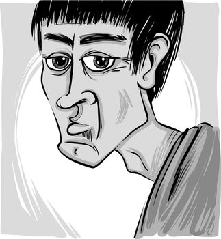 sketch caricature illustration of young man face