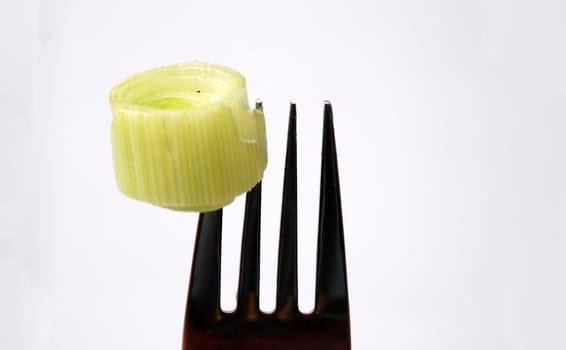 leek on fork