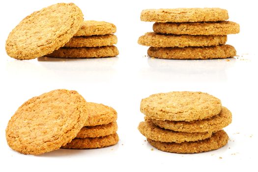 Set of wheat Biscuits on white background.