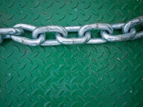 Big Silver chain on Green  diamond Steel Floor Plate