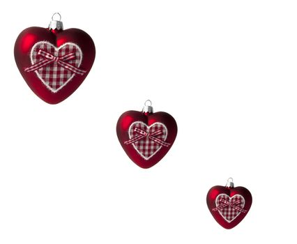 red christmas heart shape isalted on white