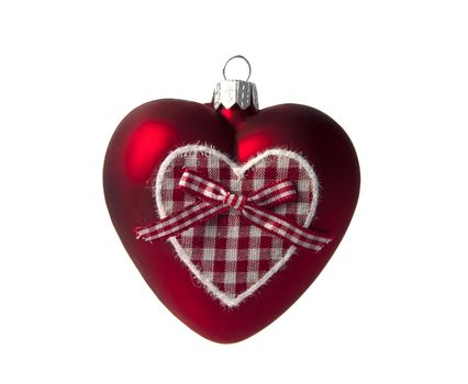 red christmas heart shape isalted on white