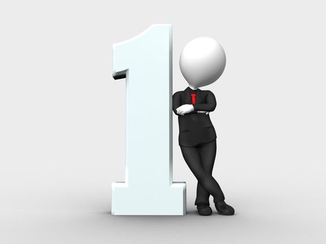 3d successful businessman stand with NO.1