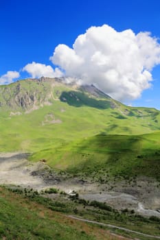Summer beautiful landscape with Caucasus green mountains