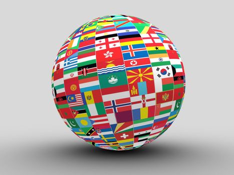 Globe with world flags