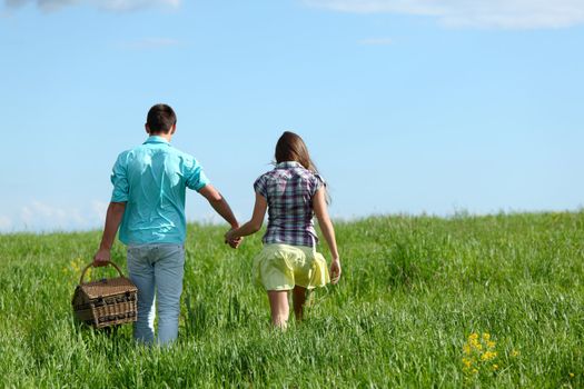 lovers hug on picnic close up portrait