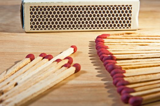 matches on the wood table