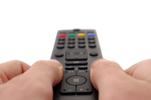 hands and tv remote control 