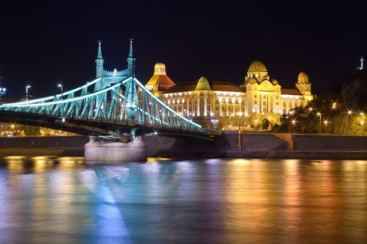 Liberty bridge at night, Budapest, Hungary 