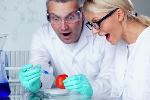 manand woman try to change tomato DNA