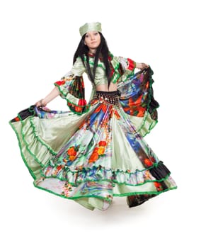 Image of gipsy dancer in traditional dress in motion