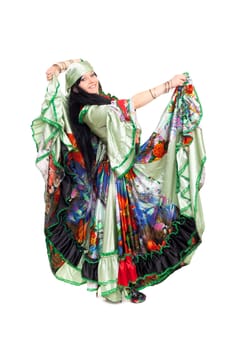 Image of gipsy dancer in traditional dress in motion