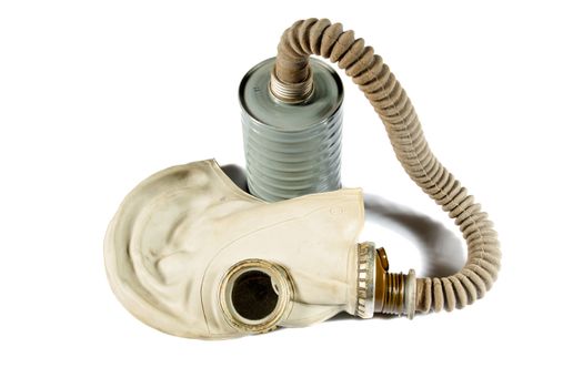 old military gas mask on a white background