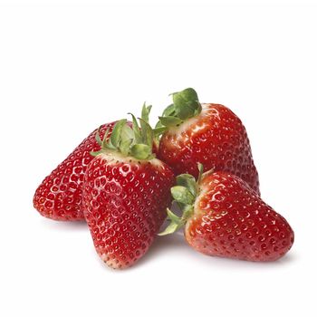 Fresh strawberries isolated on a white background.