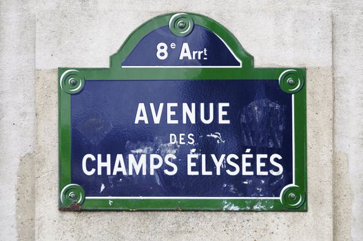 Avenue des Champs Elys?�es street sign in Paris, France