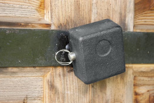 Strong lock on a wooden barn doors