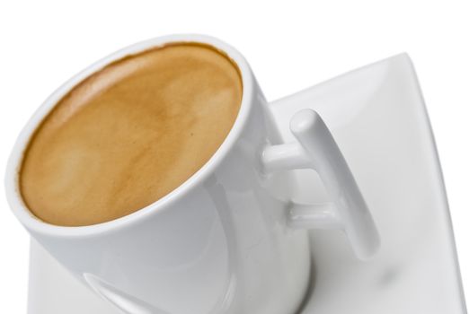 Closeup from a coffee over a white background.