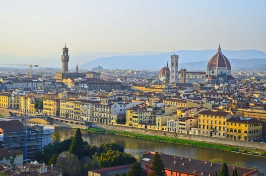 Santa Maria del Fiore and Arno River of Florence, Tuscany, Italy