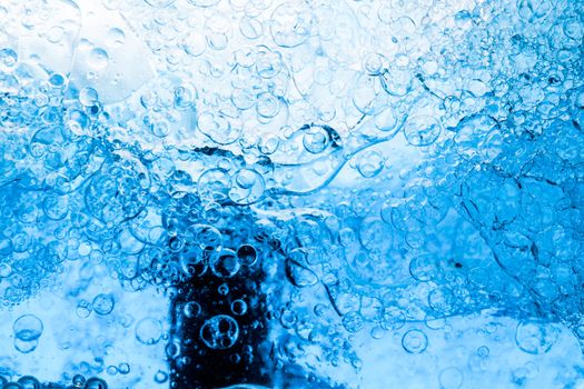 Background of Blue Bubbles Underwater, closeup