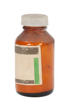 Bottle with a chemical reagent,  isolated on a white background